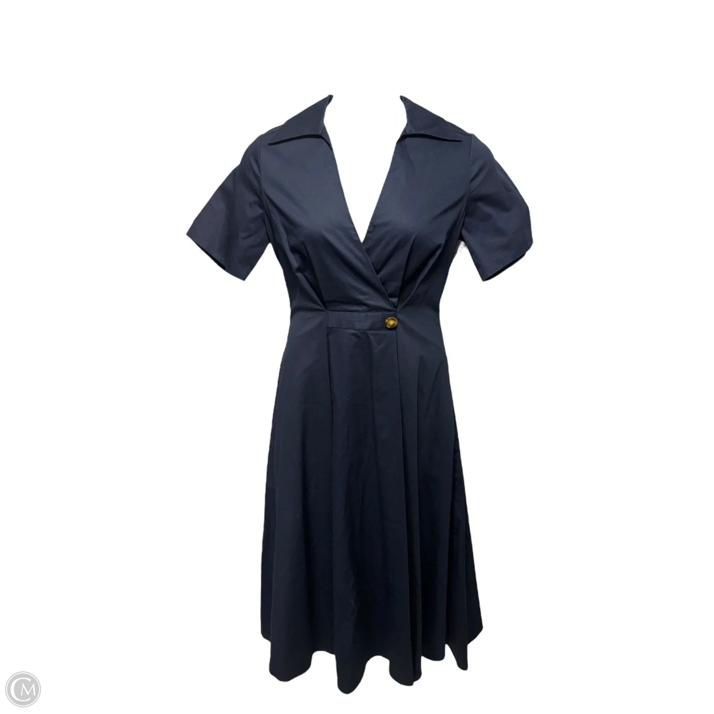 Ashland Cotton Surplice Midi-Dress By Shoshanna In Navy, Size: 8