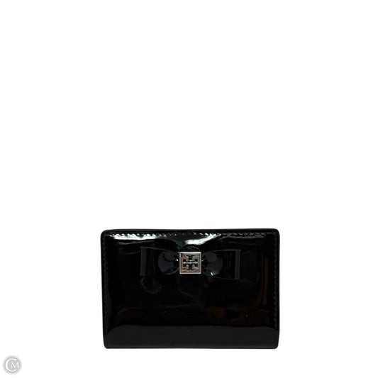 Emerson Patent Leather Card Case Wallet With Bow Detail Designer By Tory Burch, Size: Small