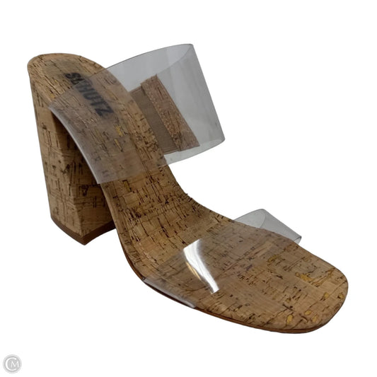 Vinyl & Cork Sandals Heels Block By Schutz In Clear, Size: 8