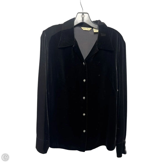 Velvet Top Long Sleeve By Eddie Bauer In Black, Size: M
