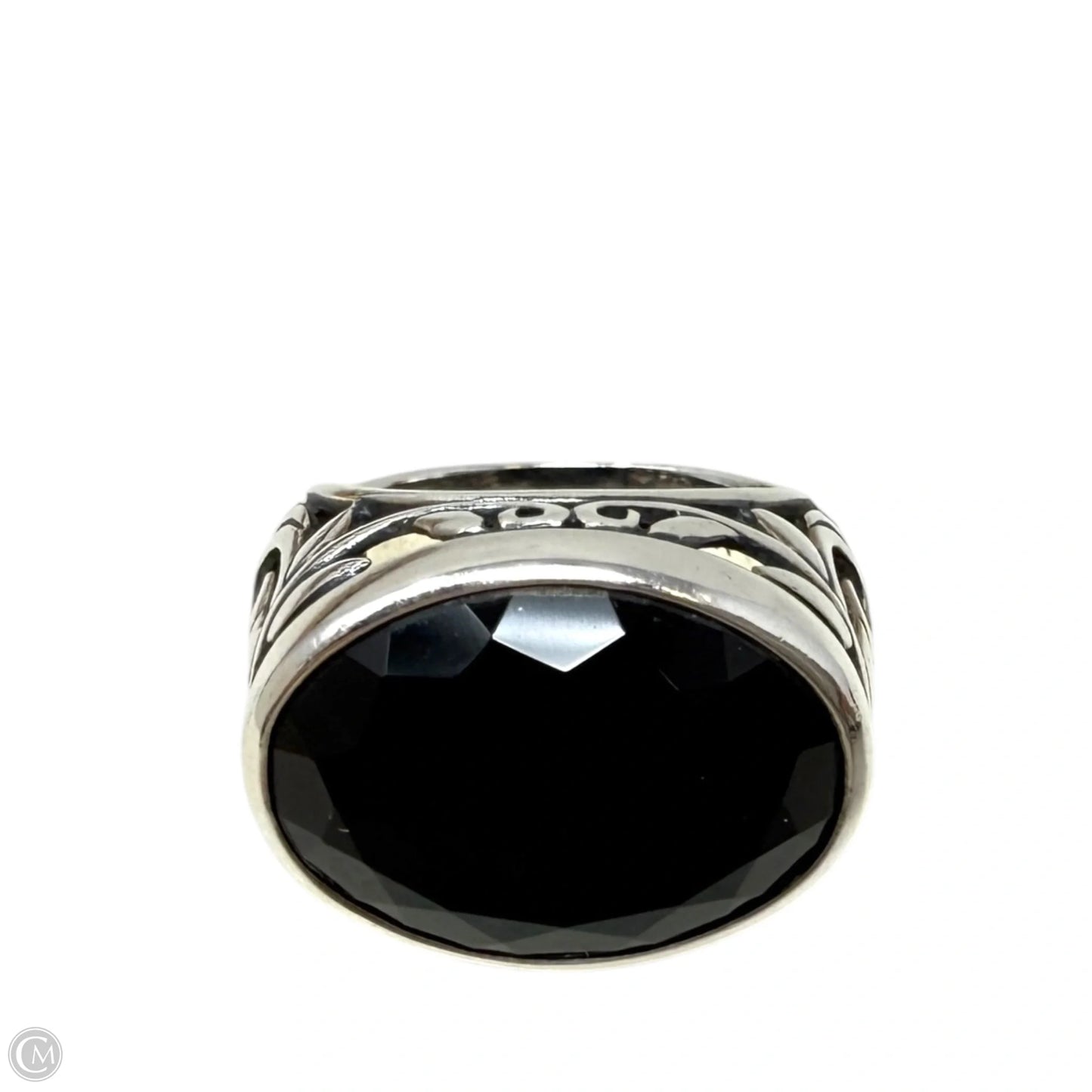 Sterling Silver, Onyx Chalcedony, Smoky Swirl Filigree Ring By Silpada, Size: 7