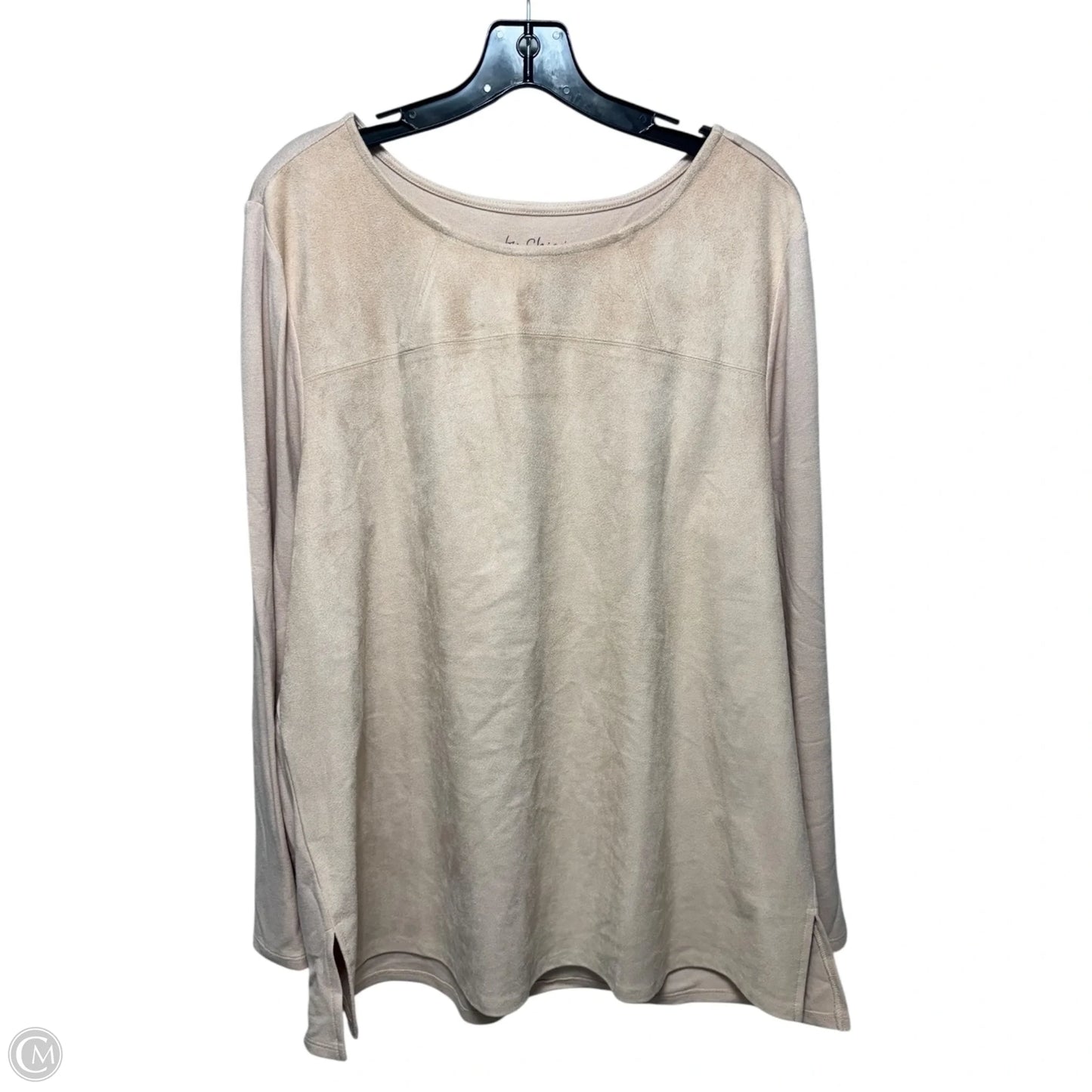 Faux Suede Top Long Sleeve By Chicos In Peach, Size: 16