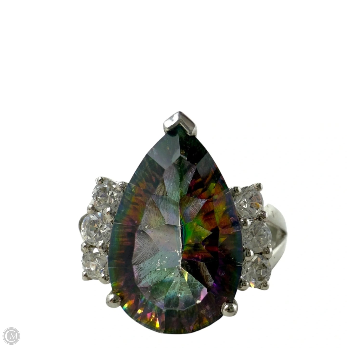 Mystic Topaz, CZ & Sterling Silver Ring, Size: 7