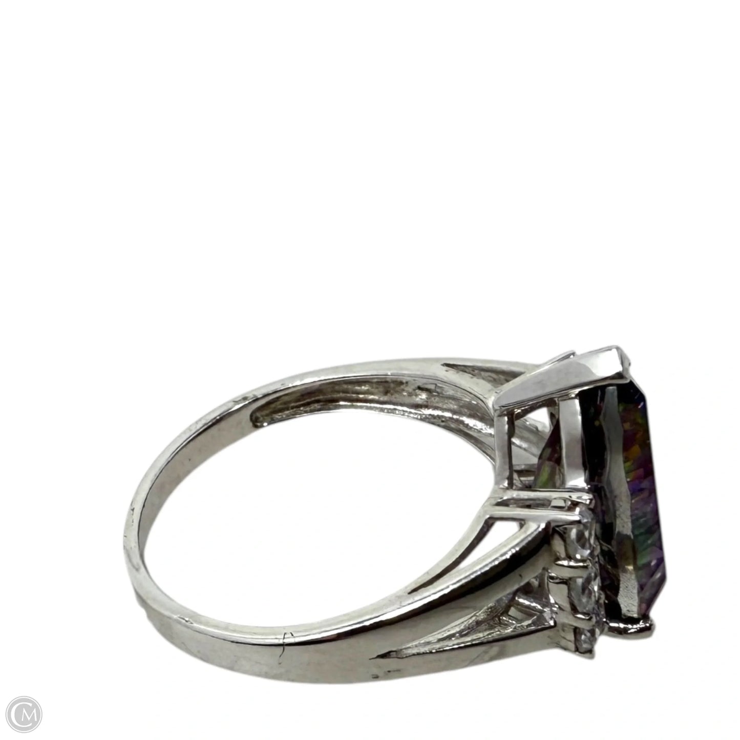 Mystic Topaz, CZ & Sterling Silver Ring, Size: 7