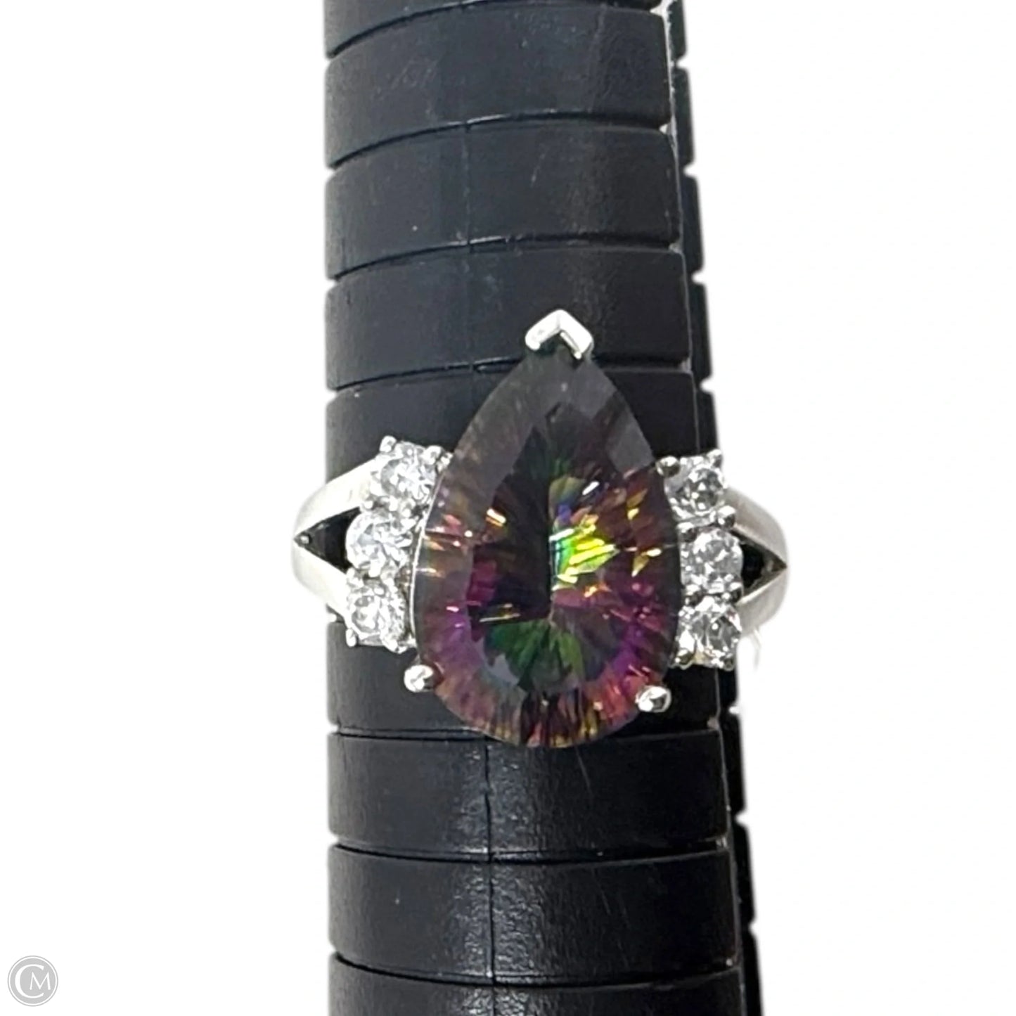 Mystic Topaz, CZ & Sterling Silver Ring, Size: 7