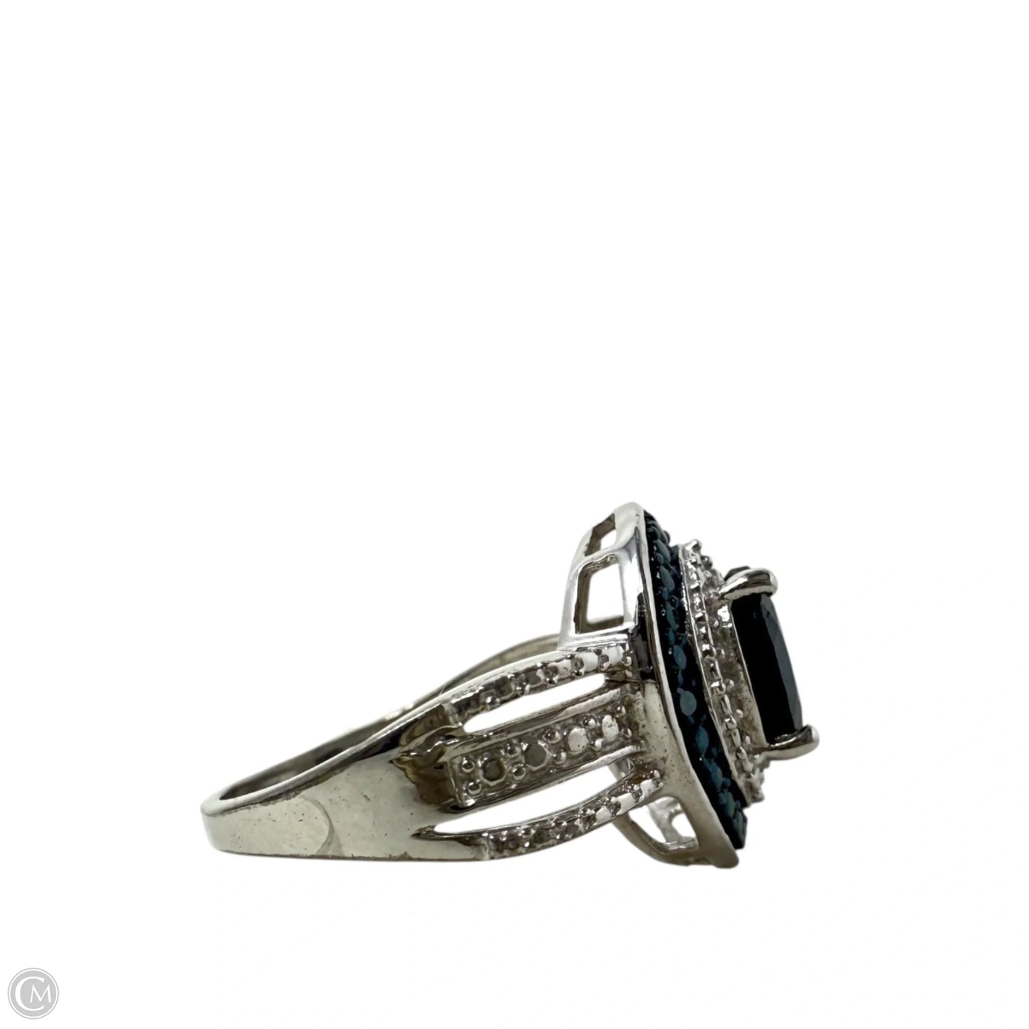 Sterling Silver Double Halo Crystal Ring, Size: 7