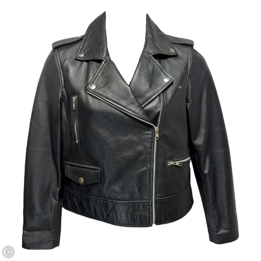 Jacket Moto Leather By Real Leather In Black, Size: L