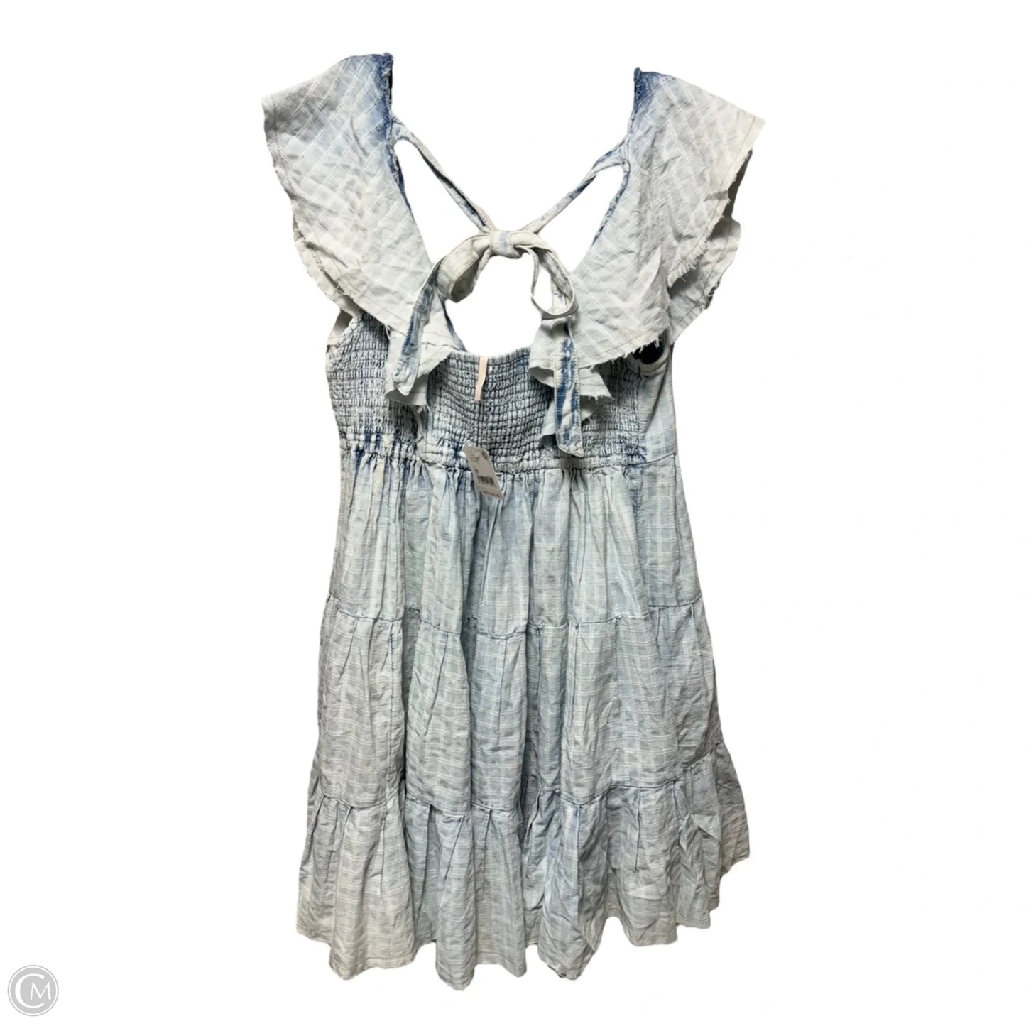 Distressed Tiered Denim Dress Casual Short By Free People In Blue, Size: M