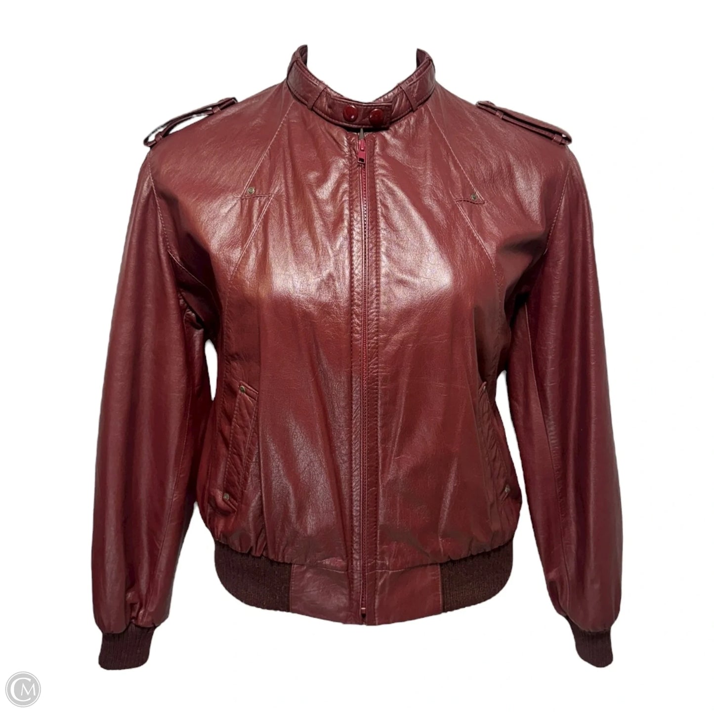 Jacket Leather By Etienne Aigner In Maroon, Size: 8