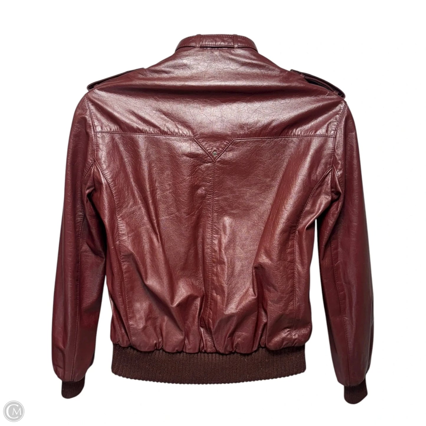 Jacket Leather By Etienne Aigner In Maroon, Size: 8