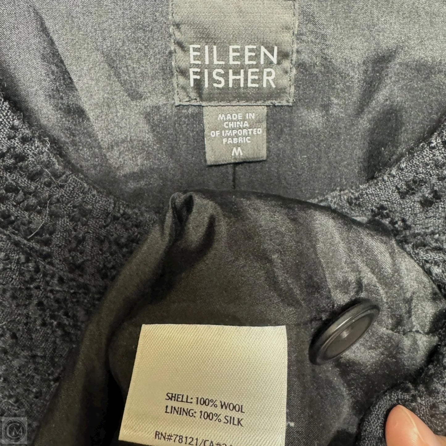 Wool & Silk Coat By Eileen Fisher In Black, Size: M
