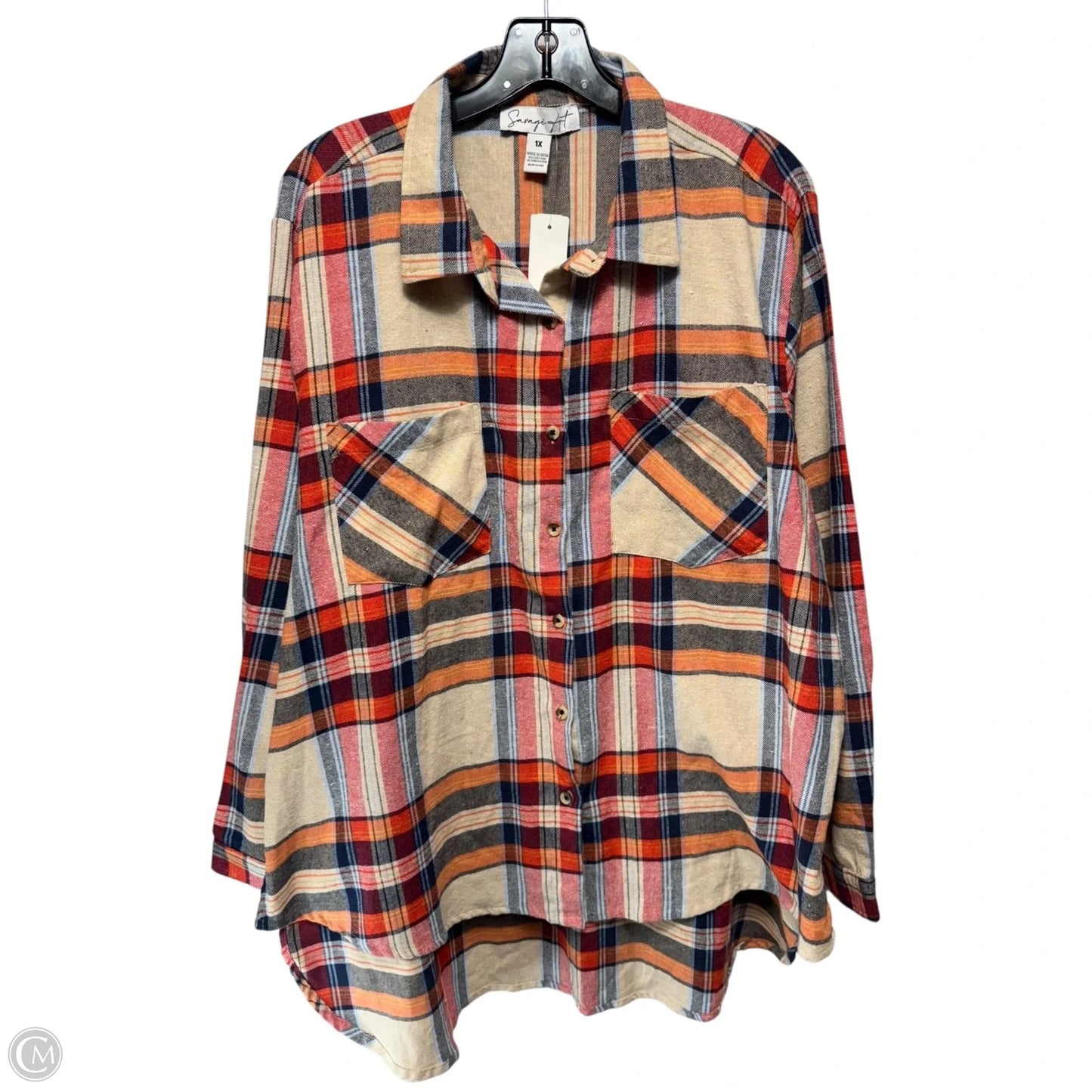 Top Long Sleeve By Savage Art In Plaid Pattern, Size: 1x