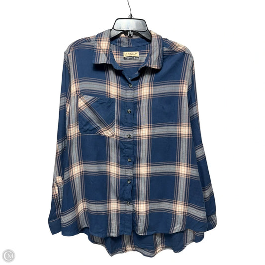 Top Long Sleeve By Magellan In Plaid Pattern, Size: 1x
