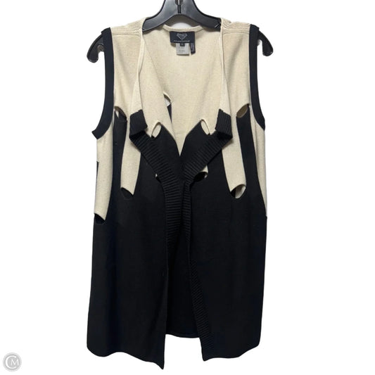 Sweater Cardigan By Angel Apparel In Black & Cream, Size: L