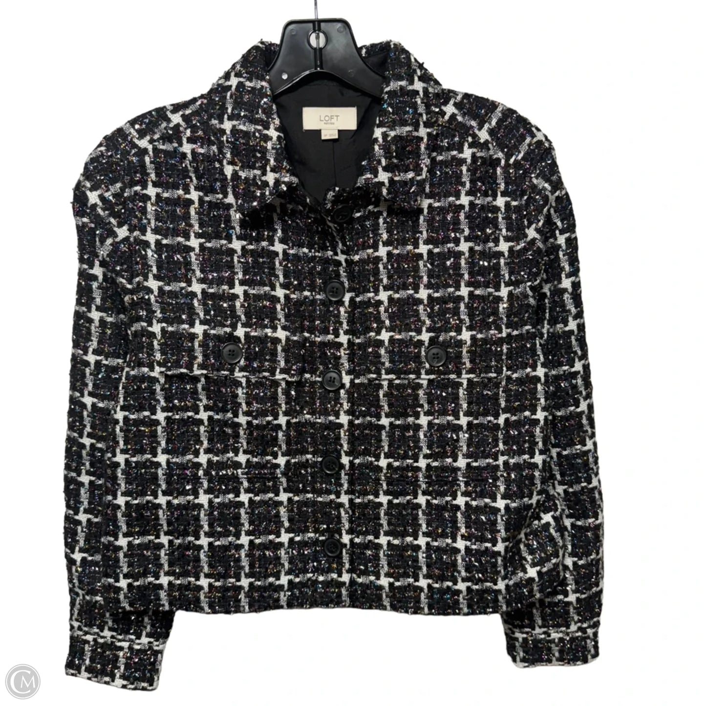 Metallic Blazer By Loft In Black & White, Size: Sp