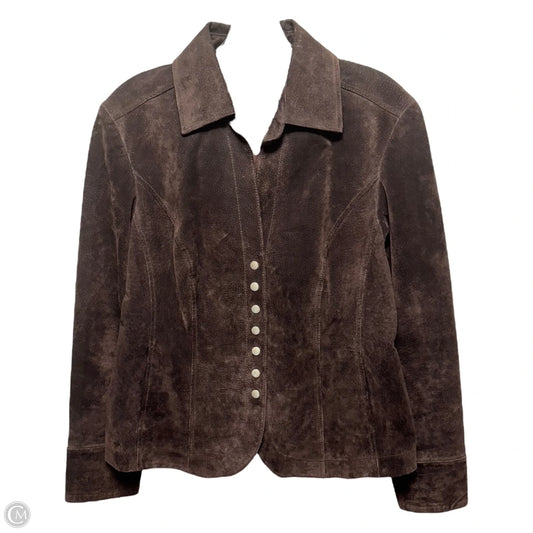 Jacket Leather By Live A Little In Brown, Size: M
