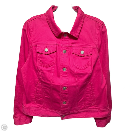 Jacket Denim By Talbots In Pink, Size: Lp