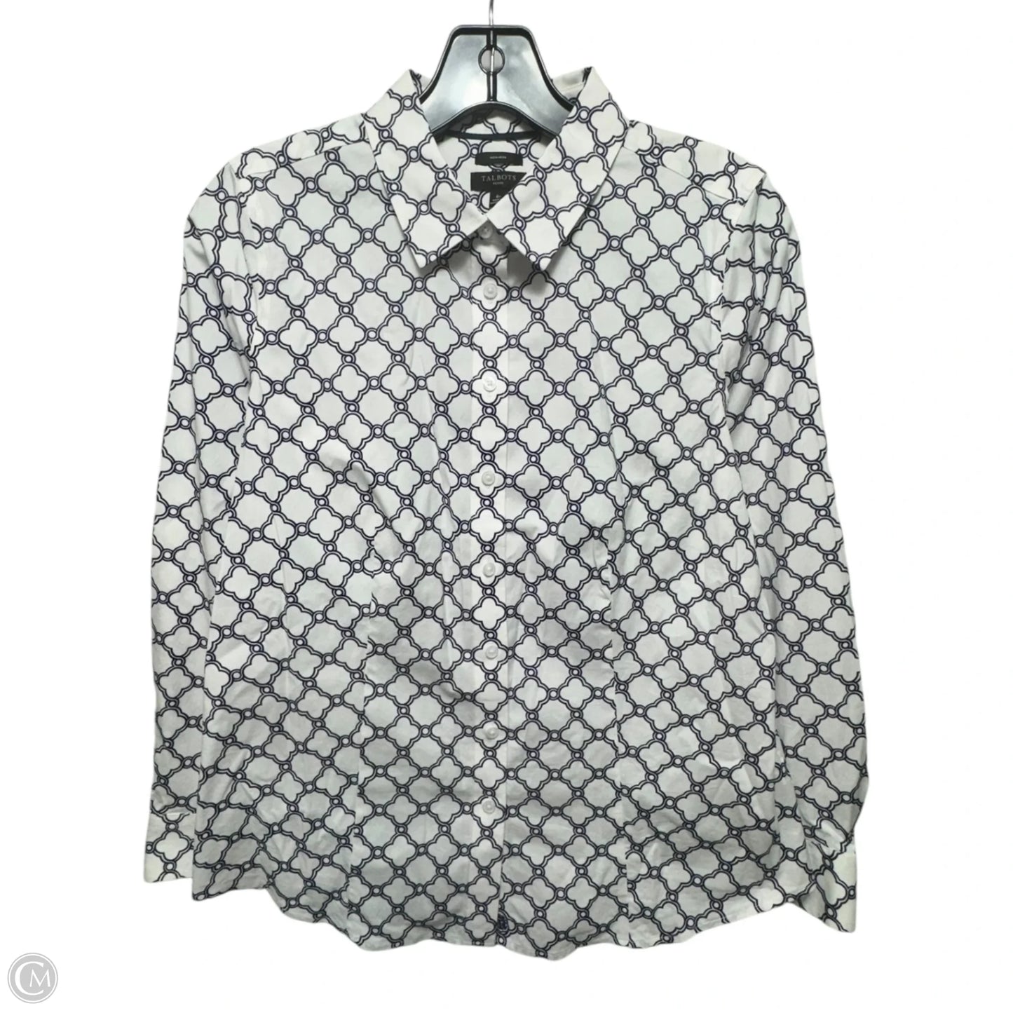 Top Long Sleeve By Talbots In Blue & White, Size: 8p
