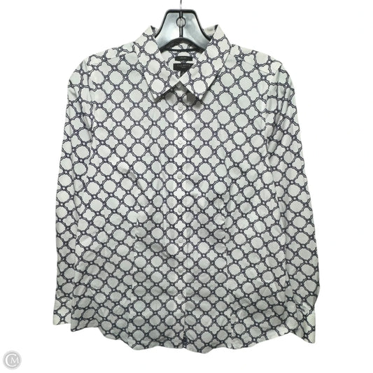 Top Long Sleeve By Talbots In Blue & White, Size: 8p