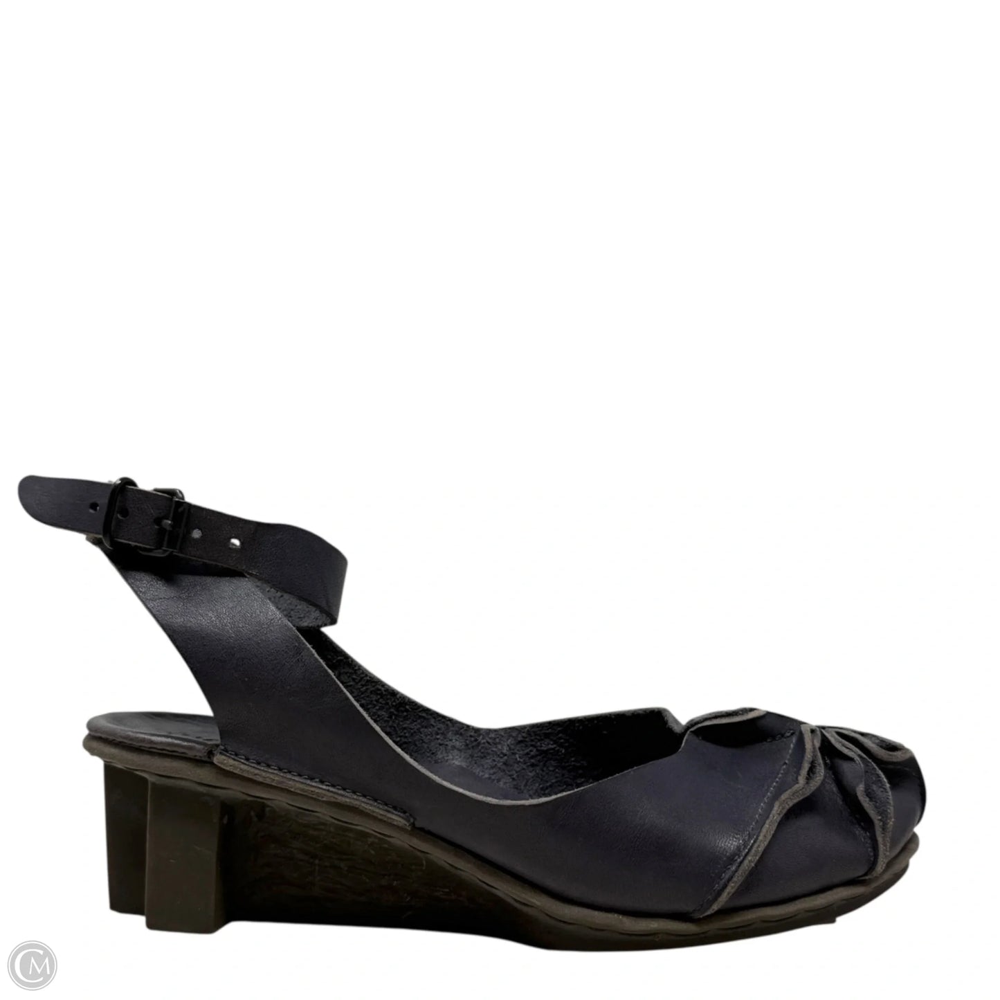 Leather Ankle Strap Wedge Sandals By Trippen  In Grey, Size: US 8/EU 38