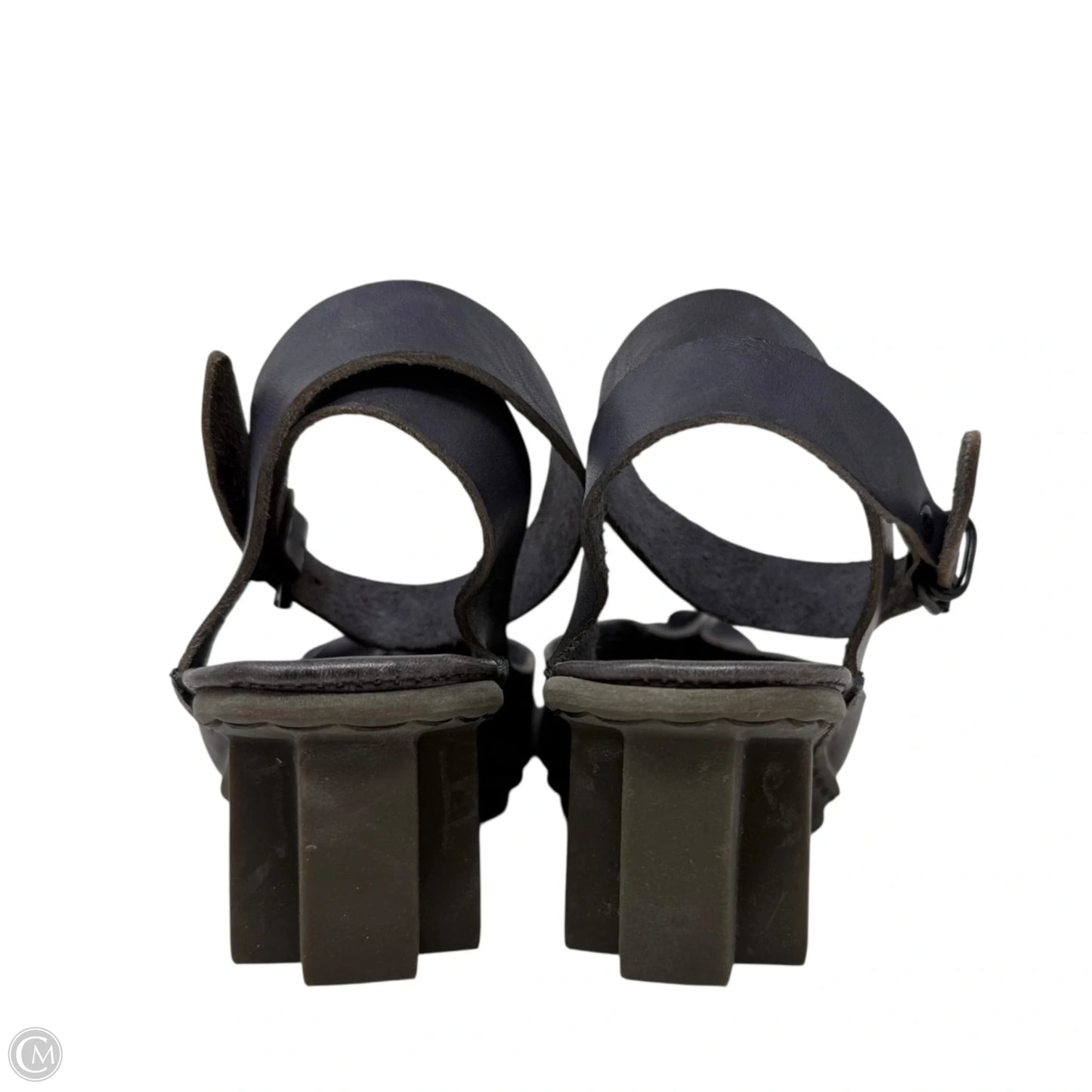 Leather Ankle Strap Wedge Sandals By Trippen  In Grey, Size: US 8/EU 38