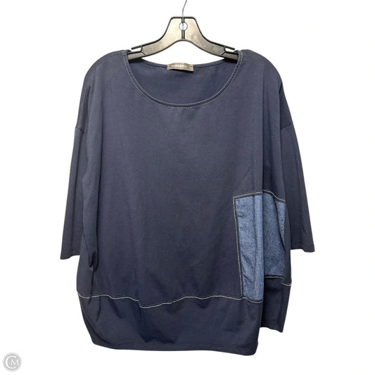 Top 3/4 Sleeve By Alembika In Navy, Size: L