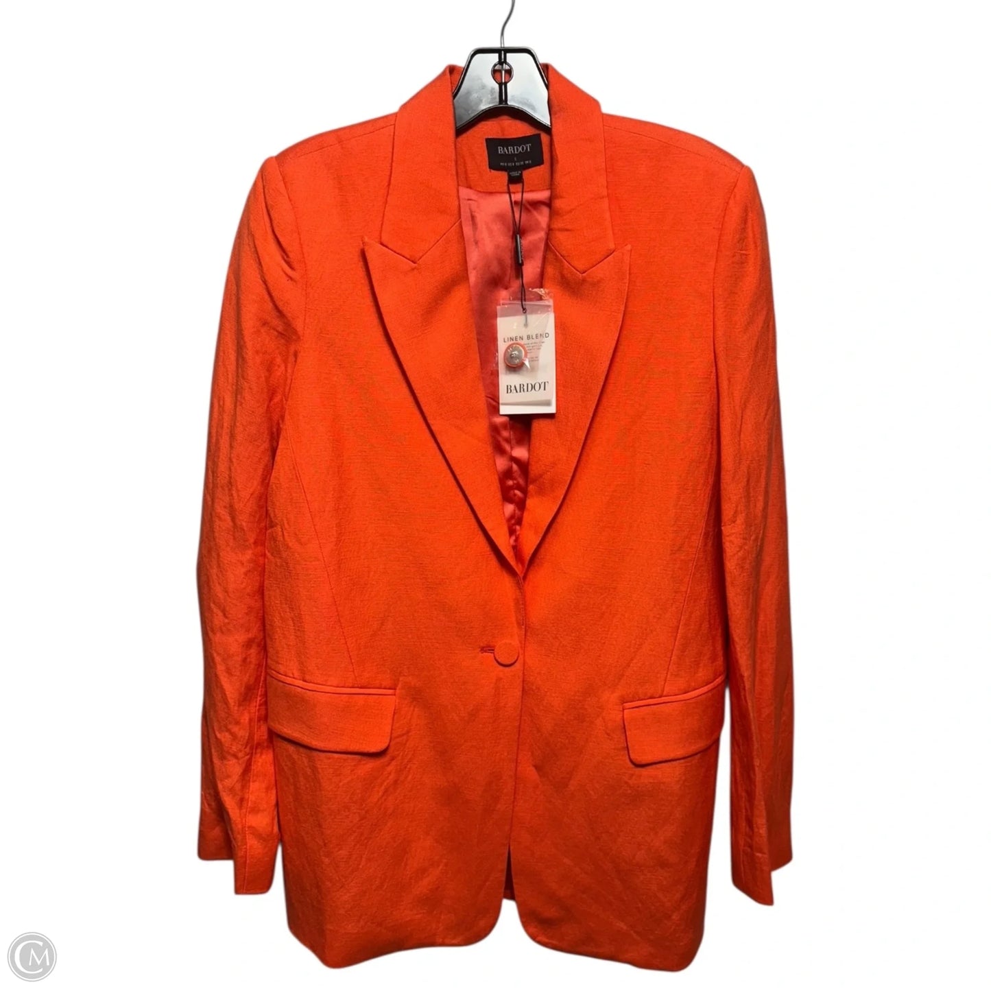 Linen Blend Blazer By Bardot In Orange, Size: S