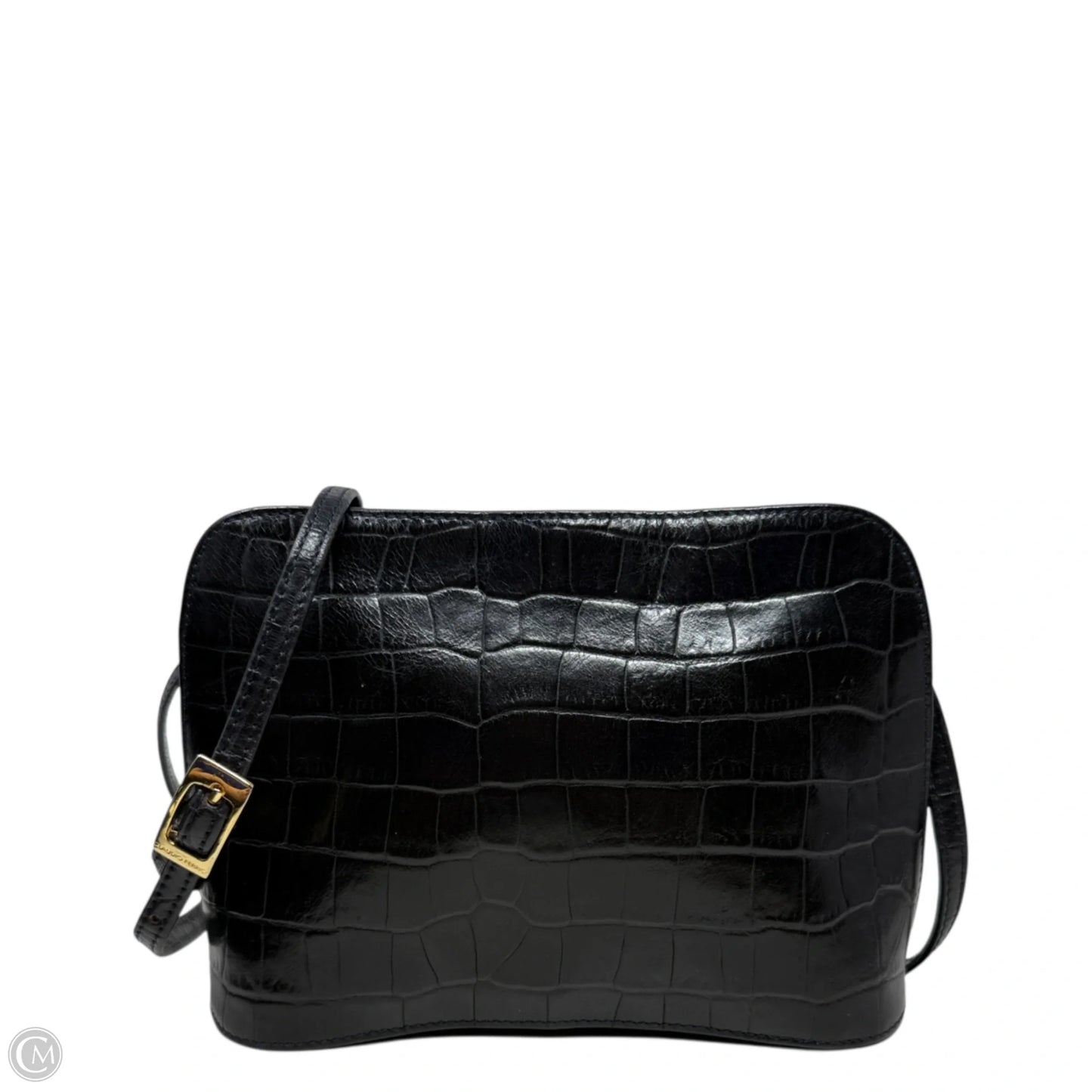 Croc Embossed Italian Leather Crossbody By Claudio Ferrici, Size: Small