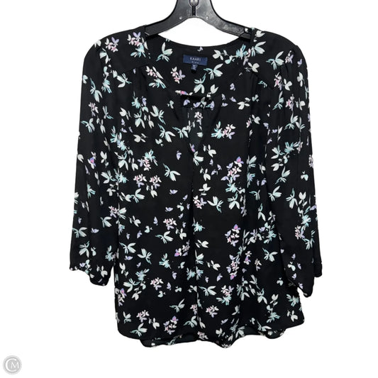 Top Long Sleeve By Kaari Blue In Floral Print, Size: M