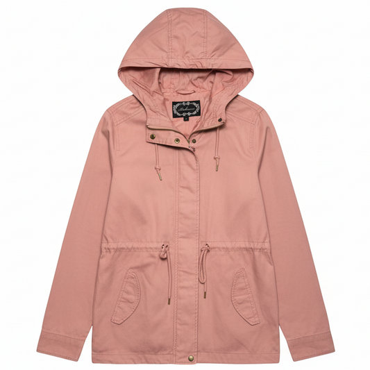 Cargo Style Hooded Jacket By Ambiance Apparel In Pink, Size: S