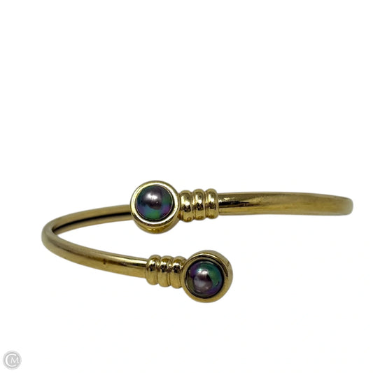 Gold Over Sterling Silver Black Pearl Bracelet