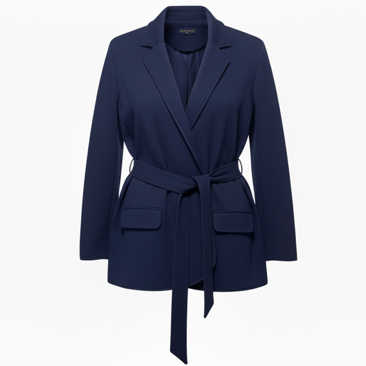 Belted Combed Cotton-Blend Blazer By Lauren By Ralph Lauren In French Navy, Size: 3X