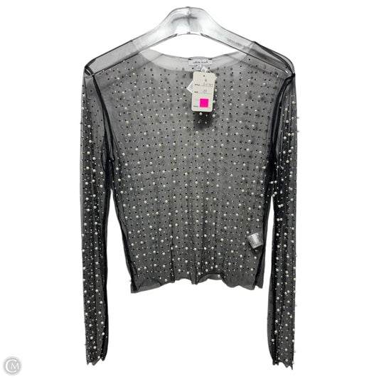 Eras Pearl Mesh Layering Top Long Sleeve By White Birch In Black, Size: M