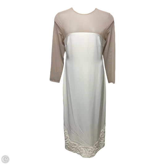 Babe Mesh Long Sleeve Crepe Soutache Full Length Dress By Elizabeth Damrich X Antonio Melani In Cream, Size: 12