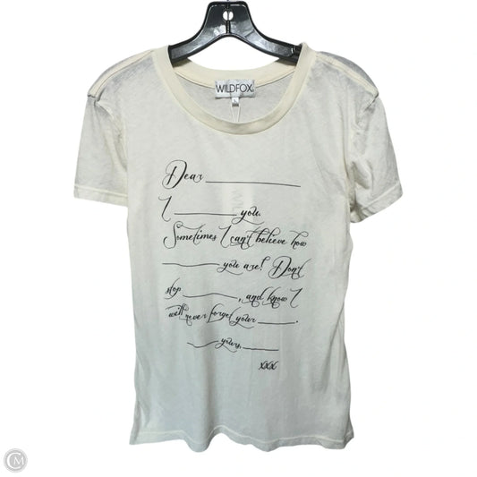 Top Short Sleeve By Wildfox In Cream, Size: L
