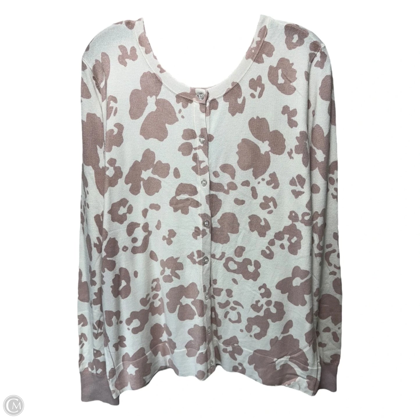 Jude Contrast Cuff Button Front Cardigan By Daniel Rainn In Pink & White, Size: Xl