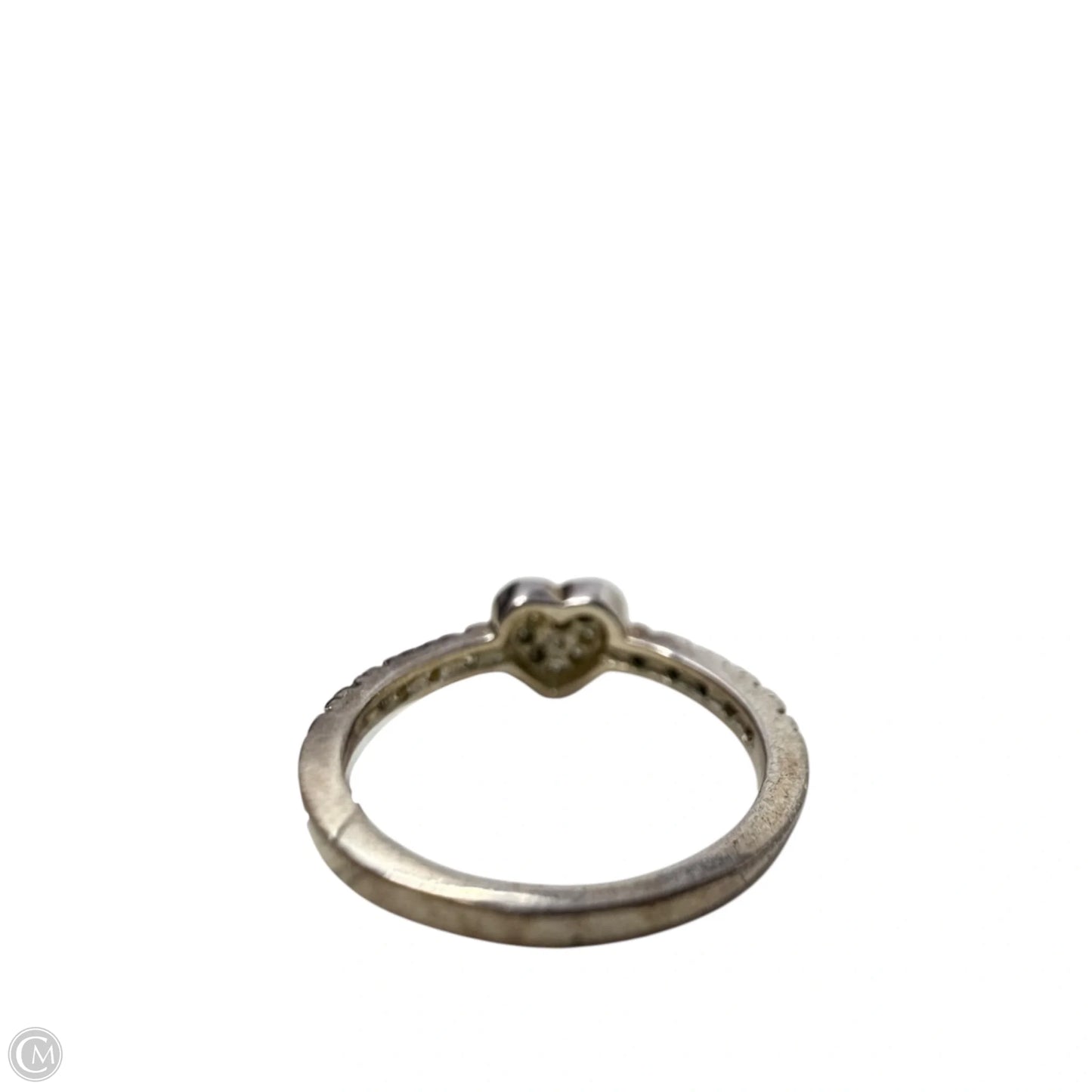 Sterling Silver Heart Ring With Clear Stones, Size: 6.5