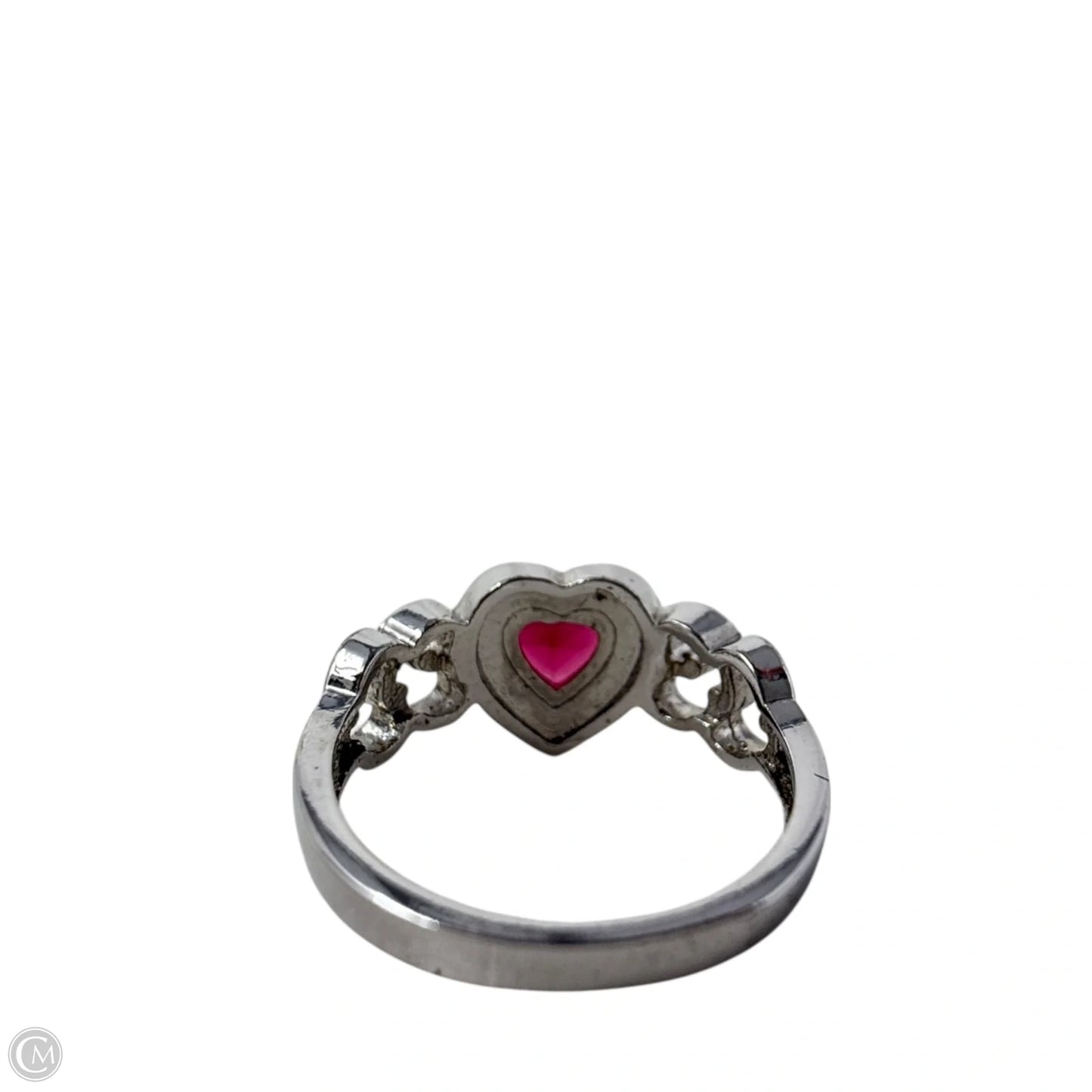 Sterling Silver Red Gemstone Heart Ring, Size: 7