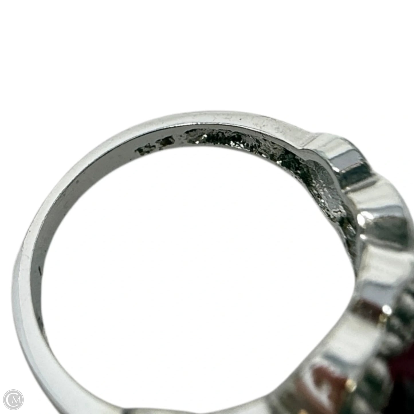 Sterling Silver Red Gemstone Heart Ring, Size: 7