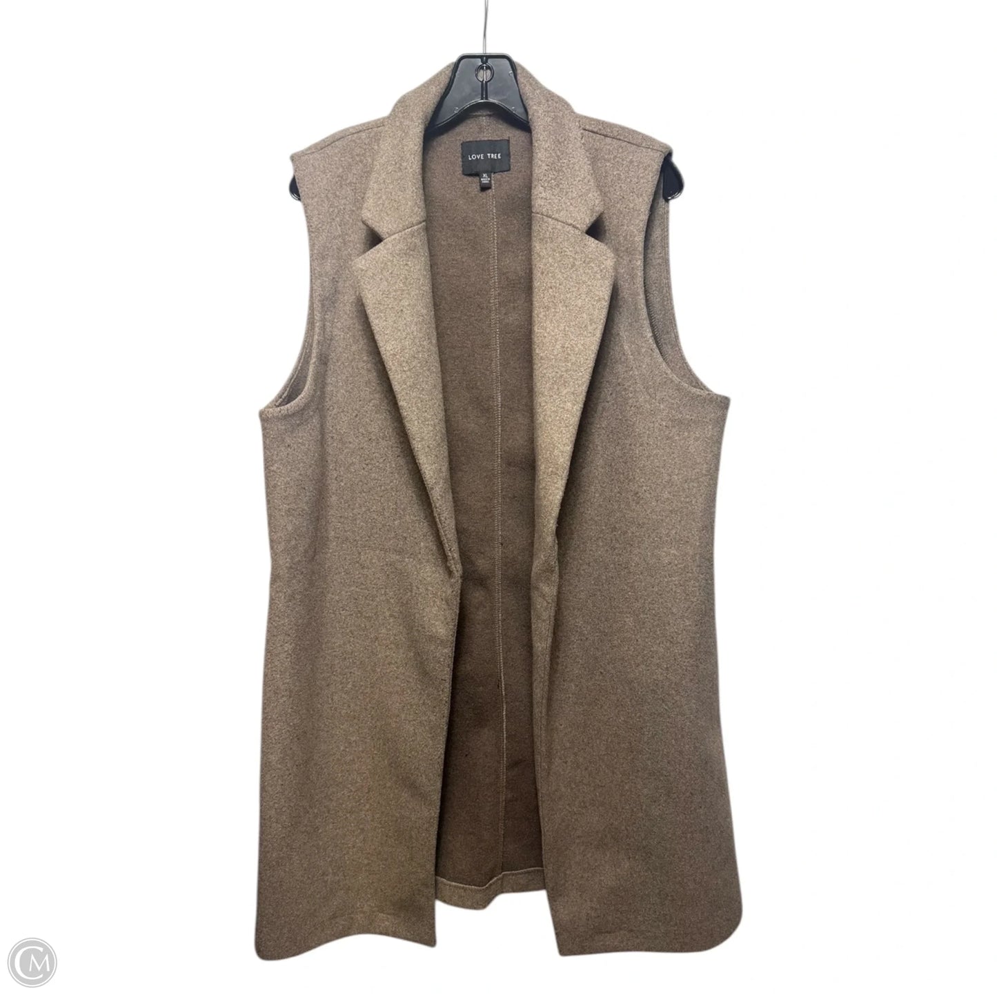 Long Collared Vest By Love Tree In Brown, Size: Xl