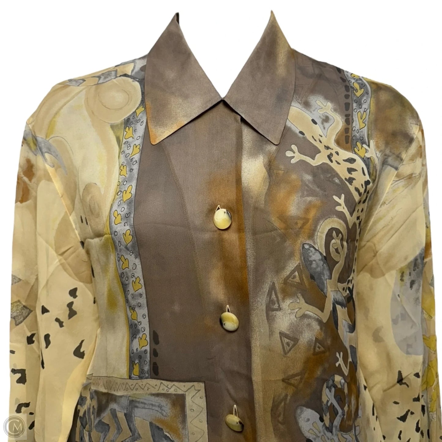 Vintage Pleated Silk Skirt Set 2 Piece By Laurèl In Animal Print, Size: 8