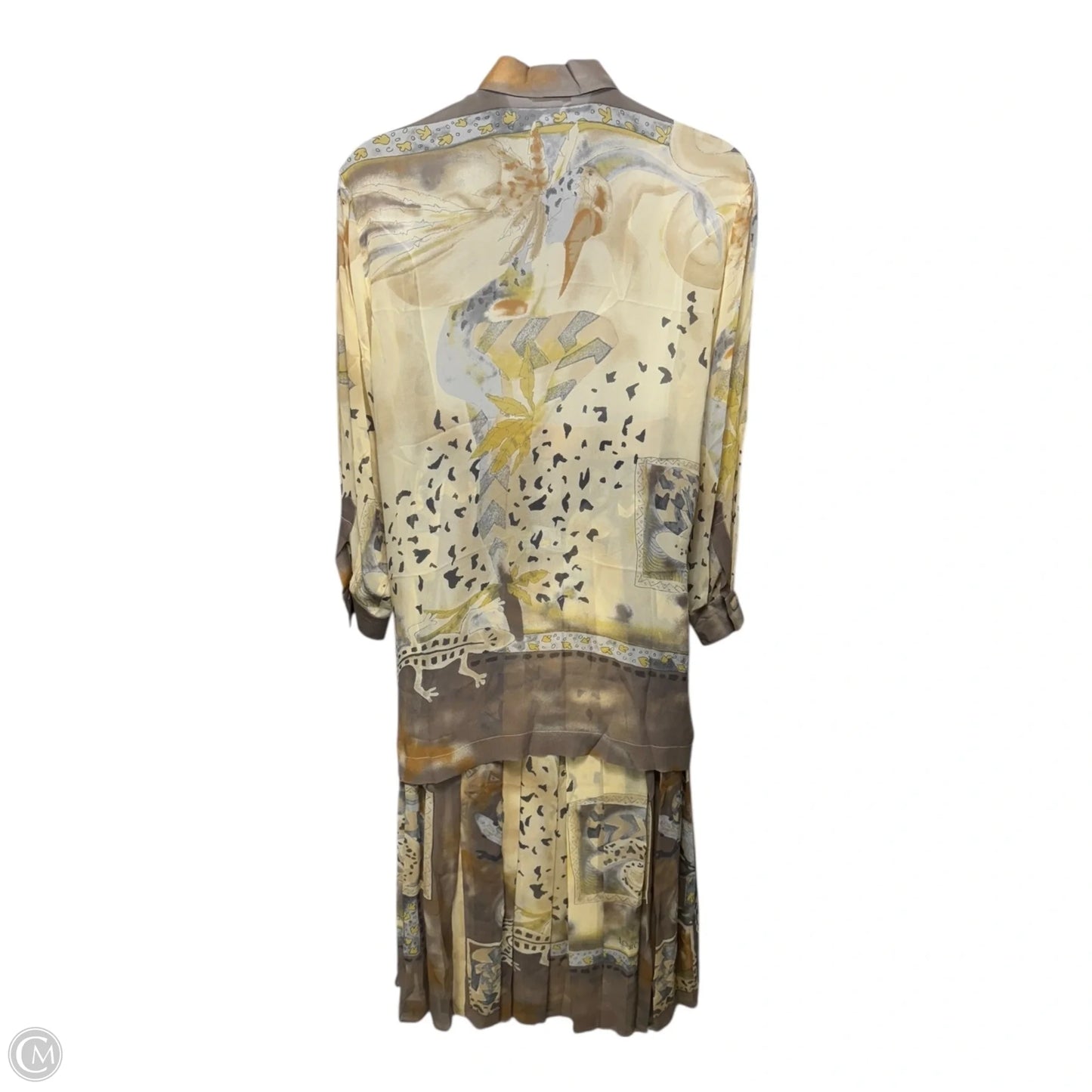 Vintage Pleated Silk Skirt Set 2 Piece By Laurèl In Animal Print, Size: 8