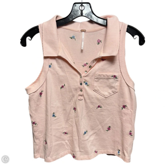 Embroidered Top Short Sleeve By Free People In Floral Print, Size: M