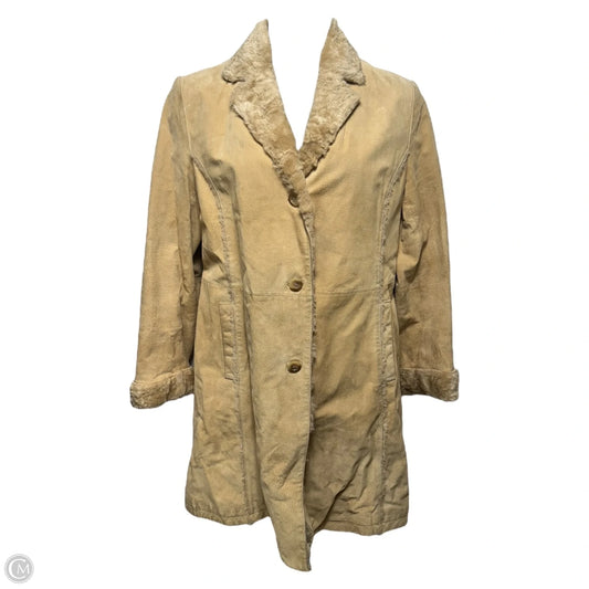 Vintage Suede Coat By Gallery In Tan, Size: L