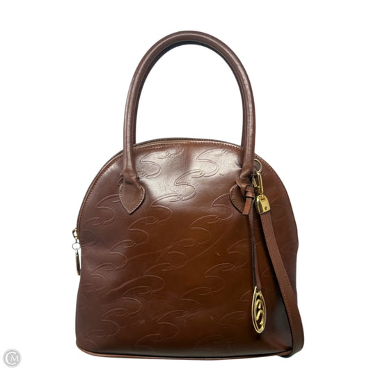 Vintage Italian Leather Domed Satchel Crossbody By Scassi, Size: Medium