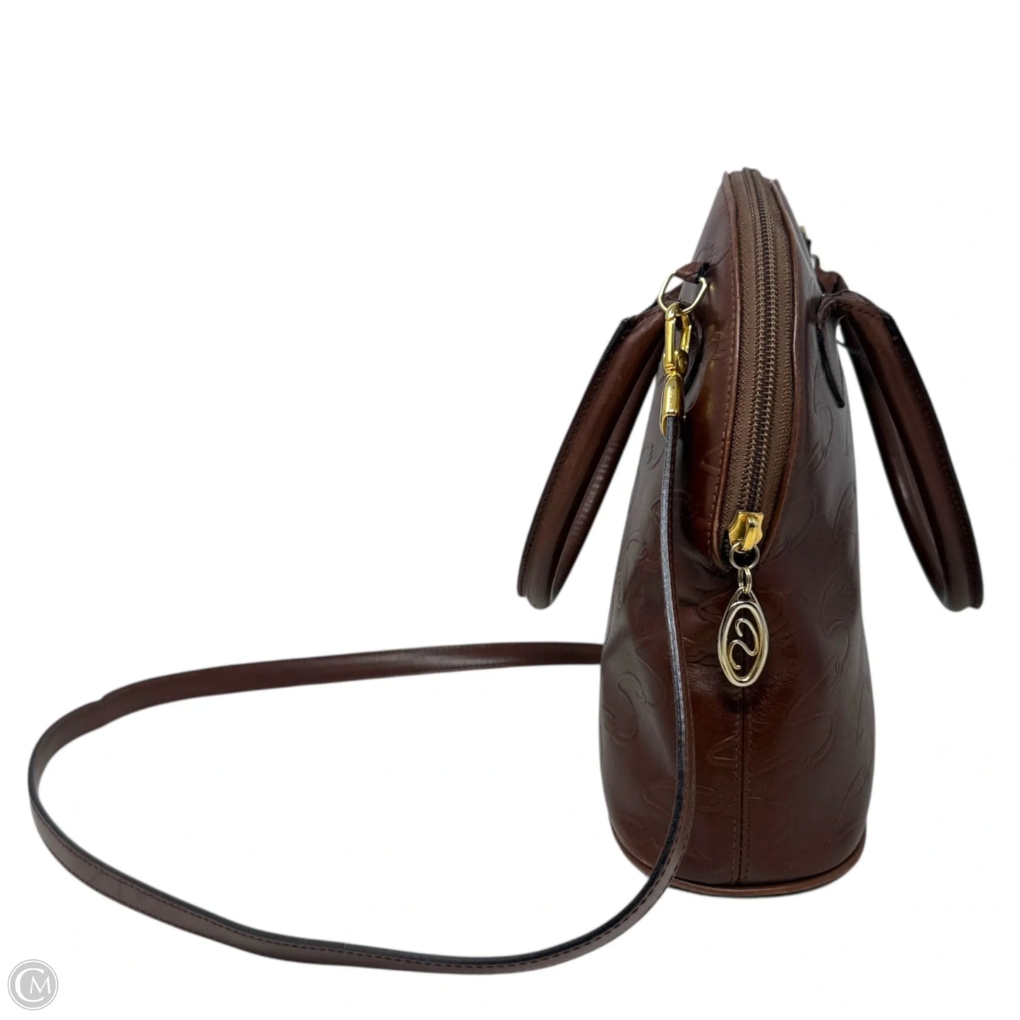 Vintage Italian Leather Domed Satchel Crossbody By Scassi, Size: Medium