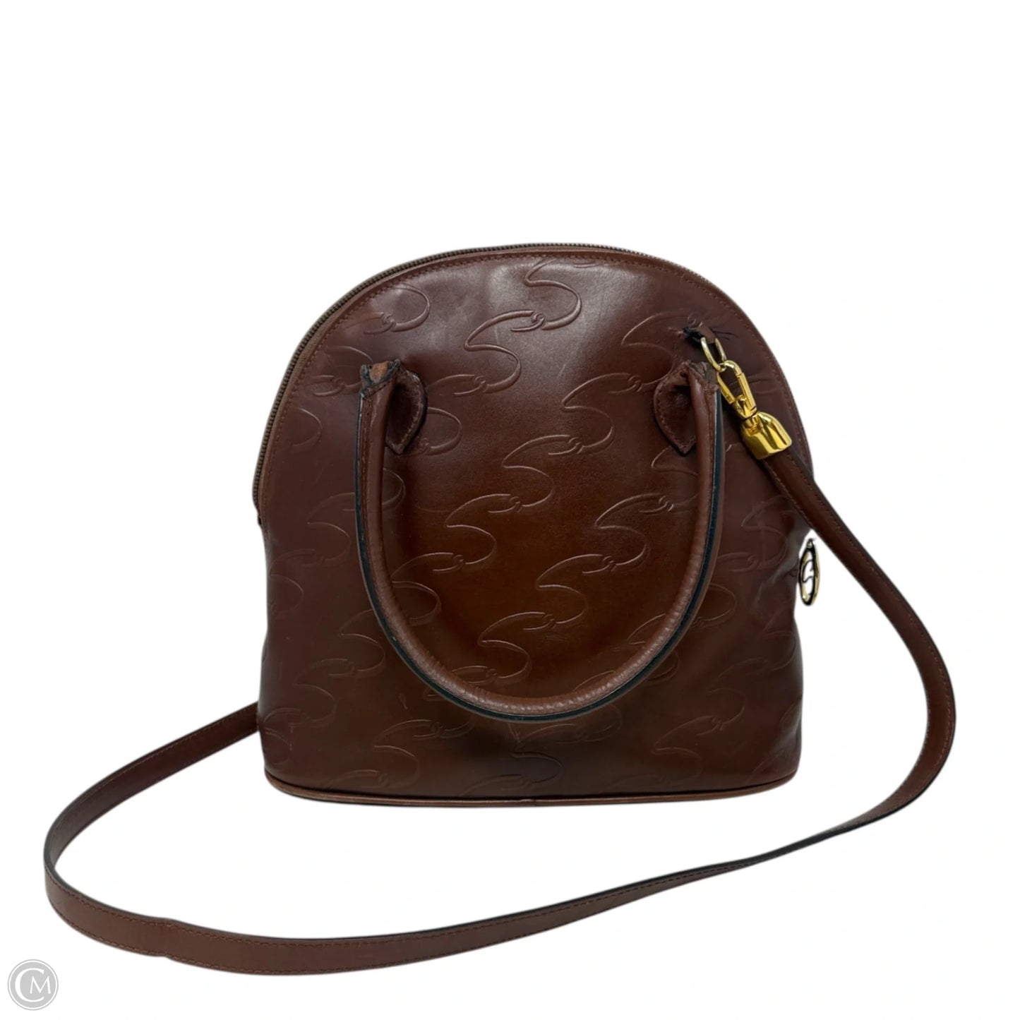 Vintage Italian Leather Domed Satchel Crossbody By Scassi, Size: Medium