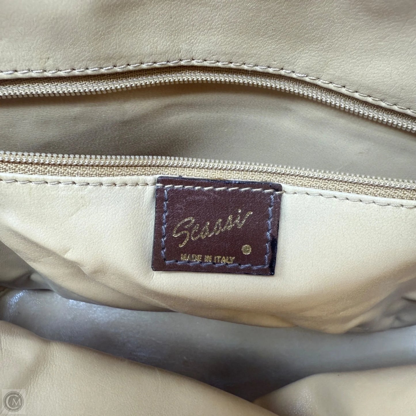 Vintage Italian Leather Domed Satchel Crossbody By Scassi, Size: Medium