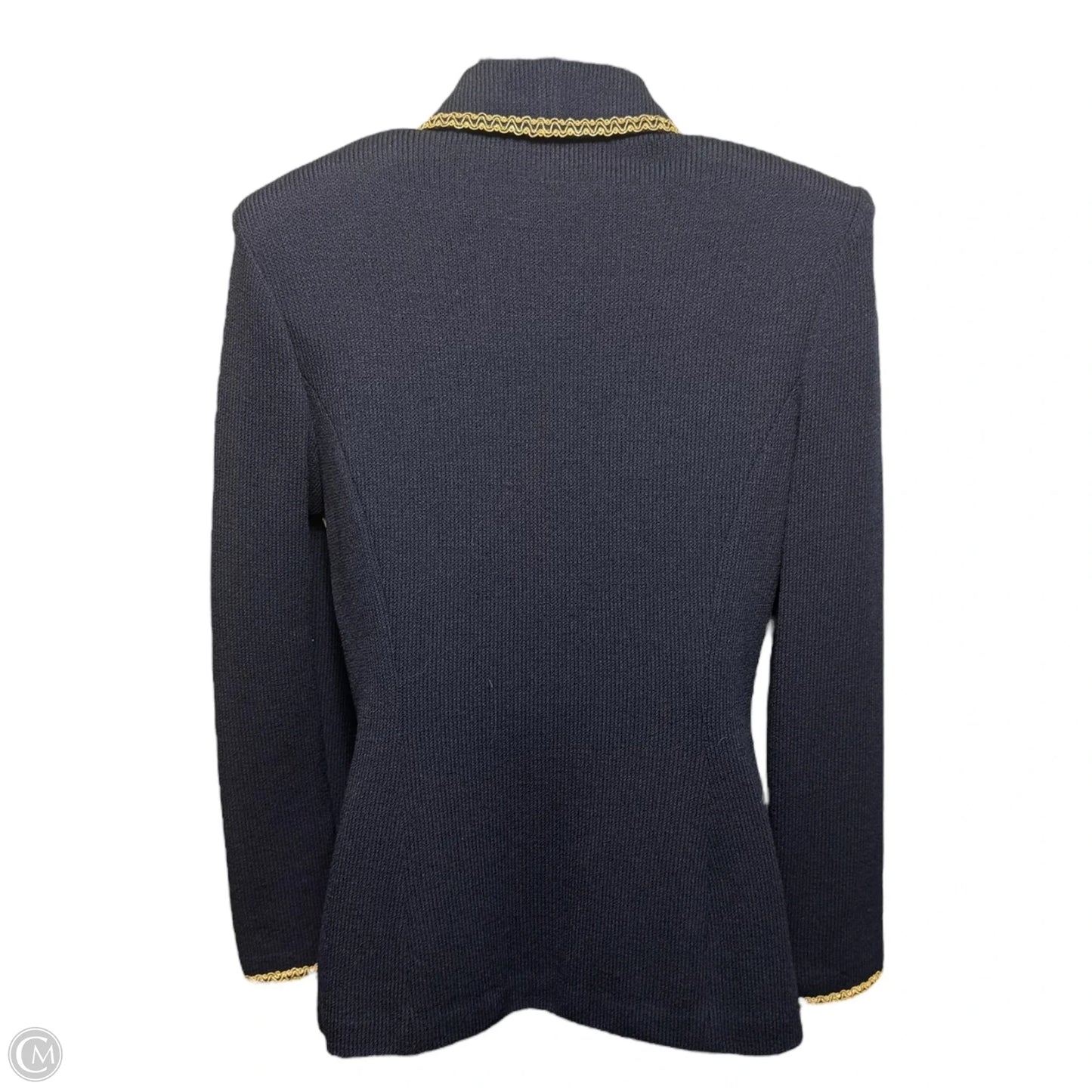 Knit Blazer Luxury Designer By St John Collection In Blue & Gold, Size: 4