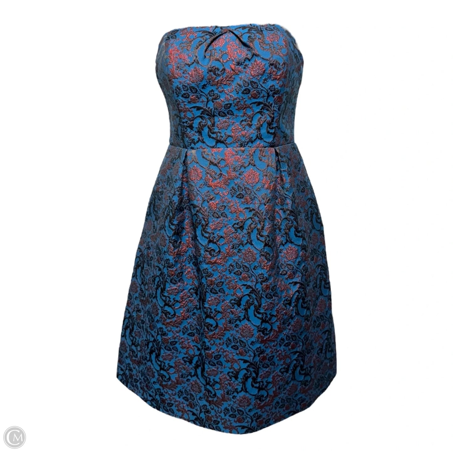 Paprika Brocade Strapless Dress By Leifnotes X Anthropologie In Blue & Red, Size: 4